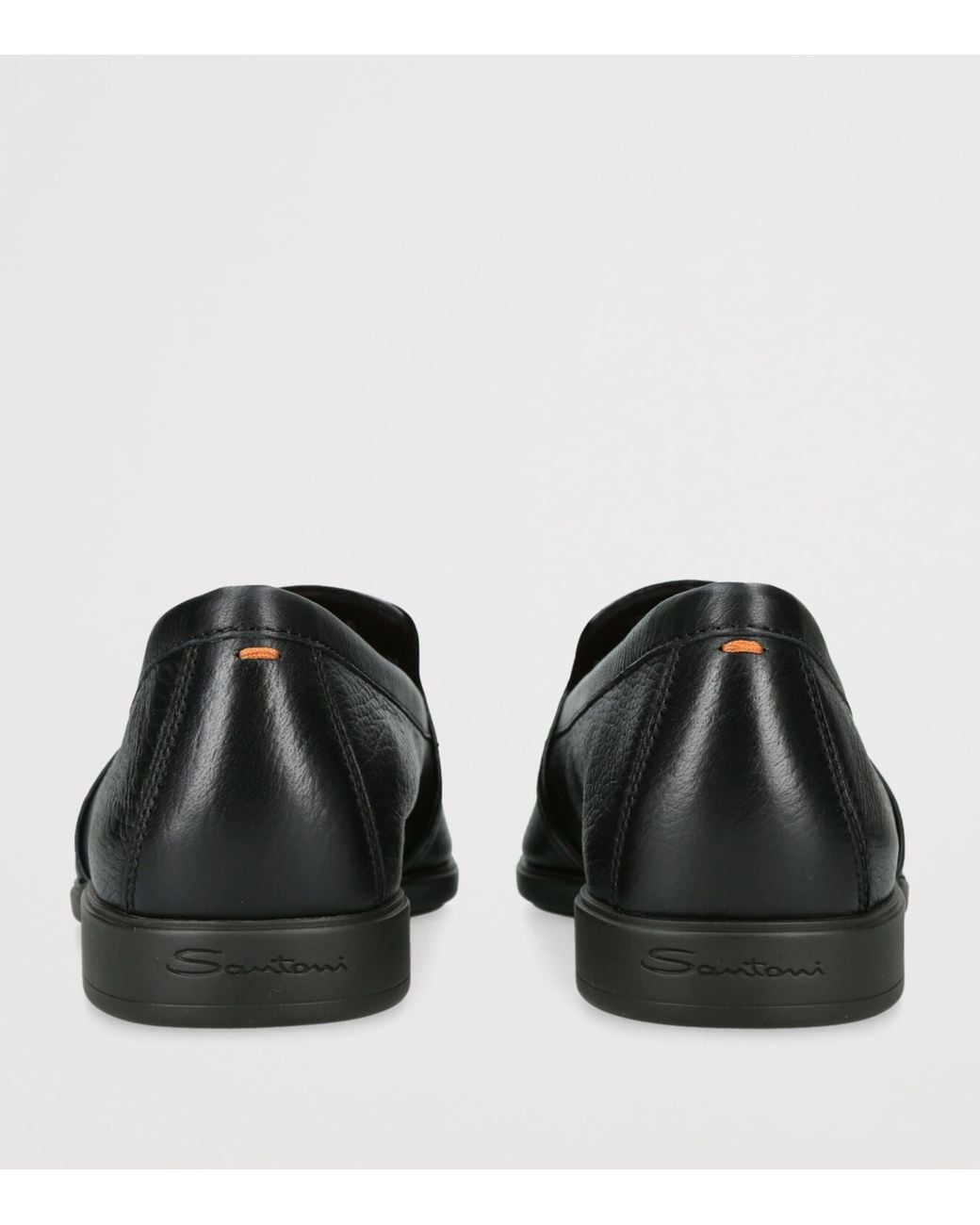 Santoni Black Leather Malibu Loafers
