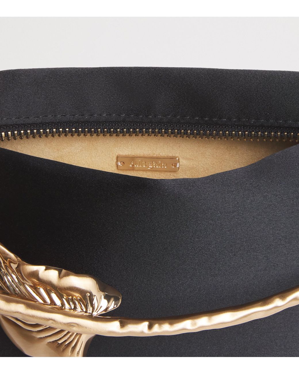 Cult Gaia Black Mini Silk-Satin Calla Top-Handle Bag