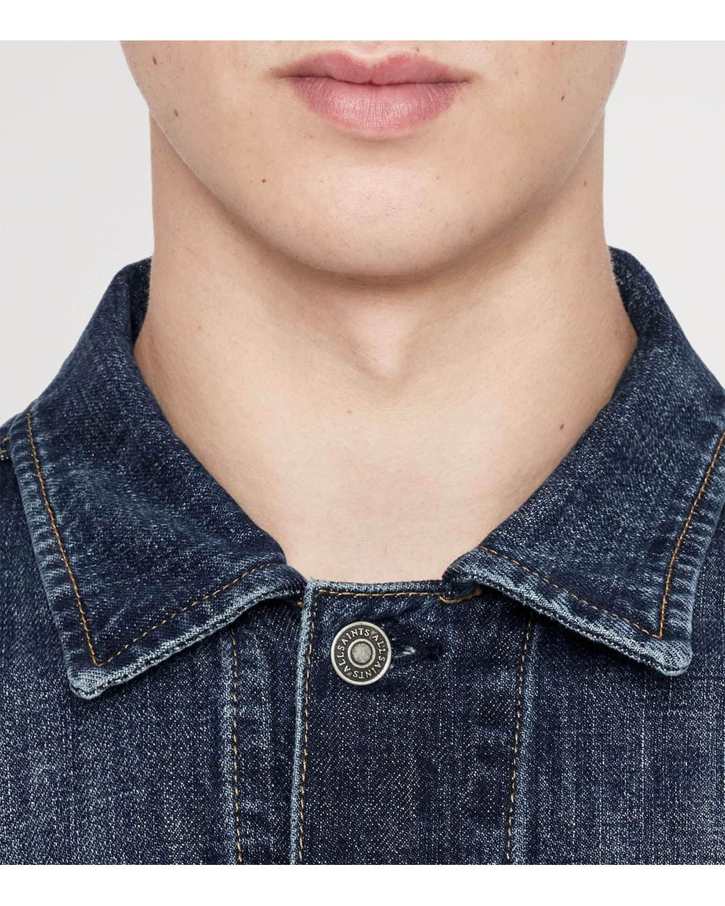 AllSaints Blue Denim Trucker Jacket for men