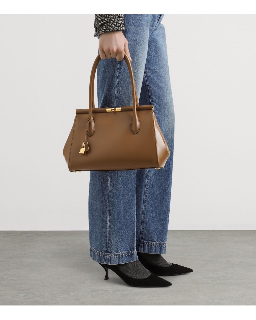 Dolce & Gabbana Brown Leather Marlene Everyday Tote Bag