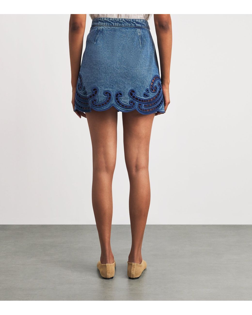 Ulla Johnson Blue Cadiz Eyelet Denim Mini Skirt