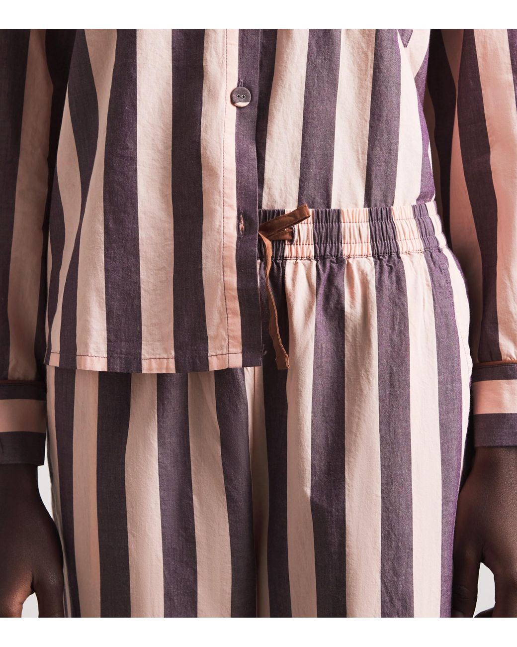 TBCo Purple Cotton Stripe Scalloped Pyjama Set
