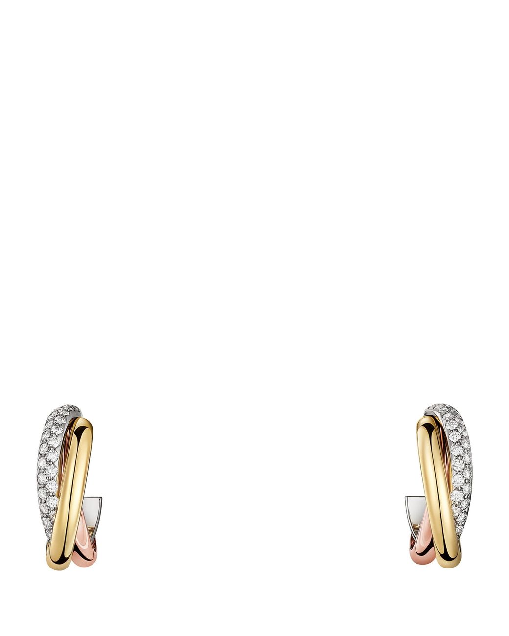 Cartier Metallic Rose And Diamond Trinity Earrings