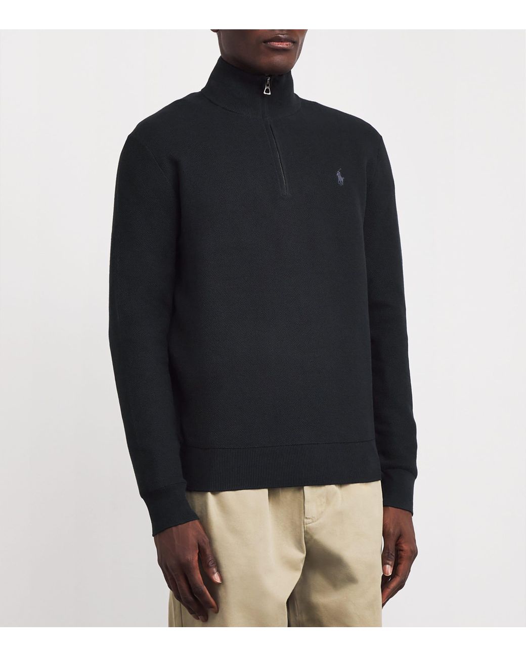 Polo Ralph Lauren Blue Cotton Half-Zip Sweater for men