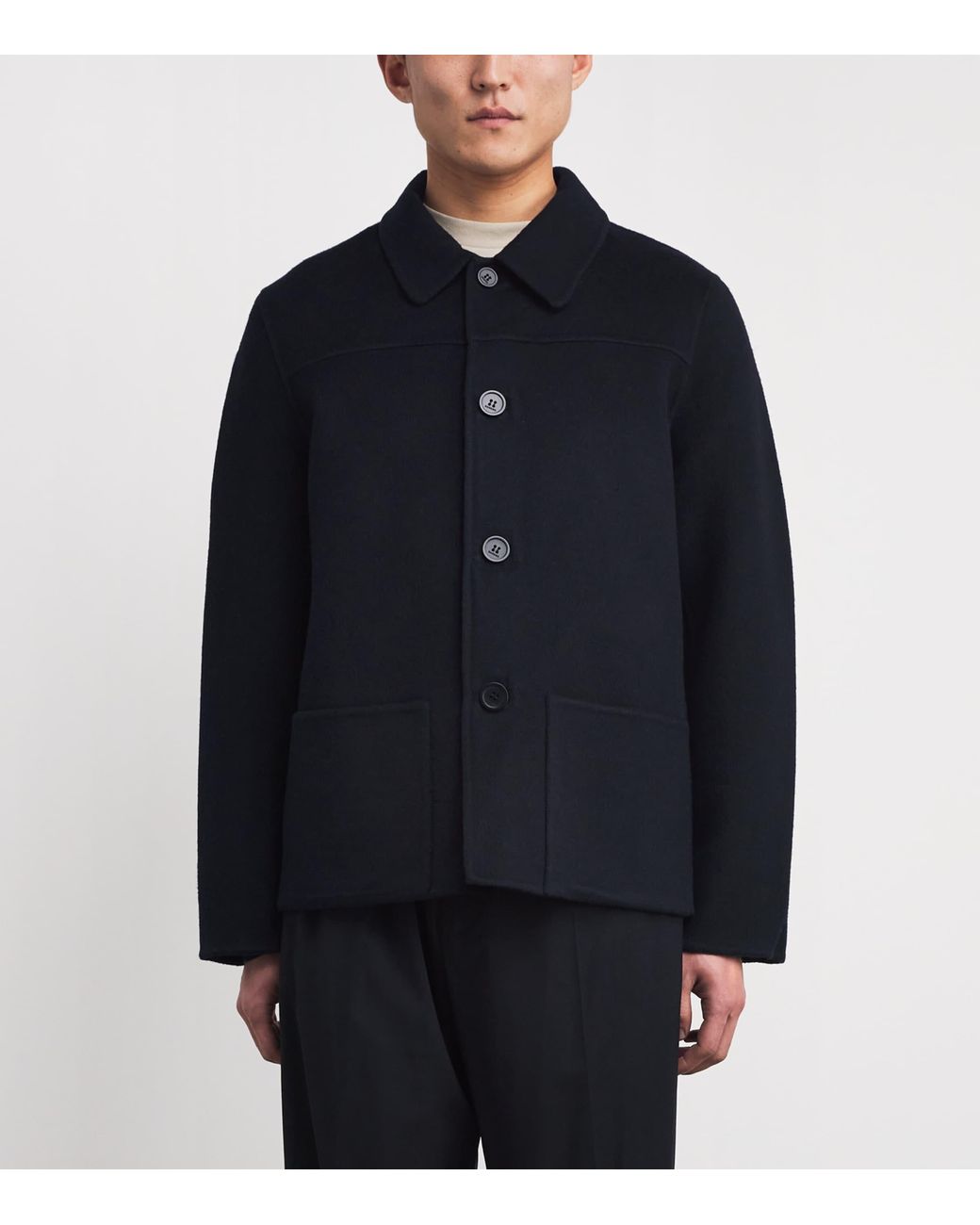 Sandro Blue Double-Face Wool Worker Jacket for men