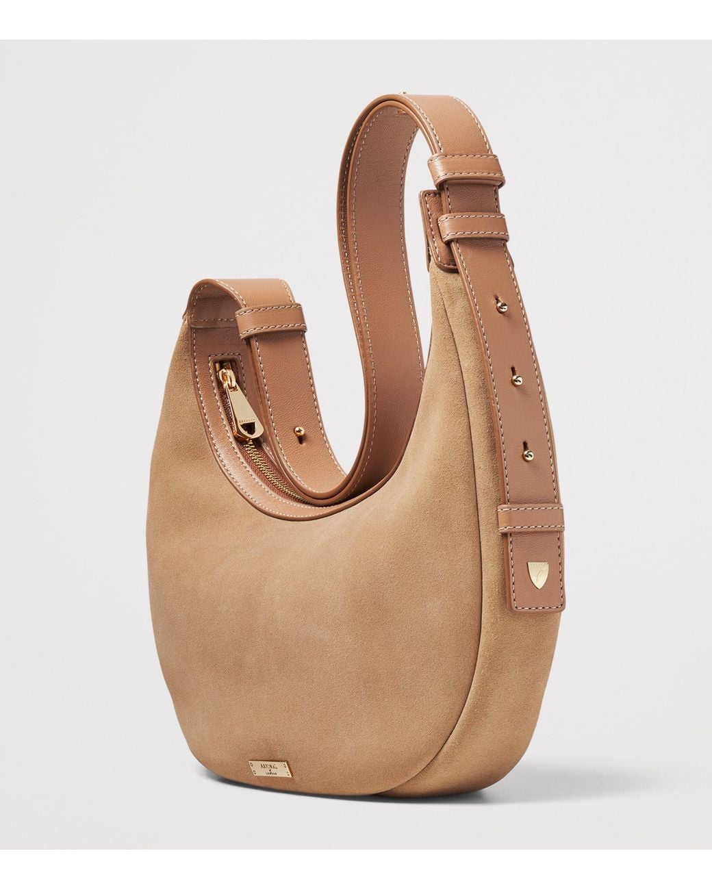 Aspinal Natural Small Leather Soho Crescent Shoulder Bag