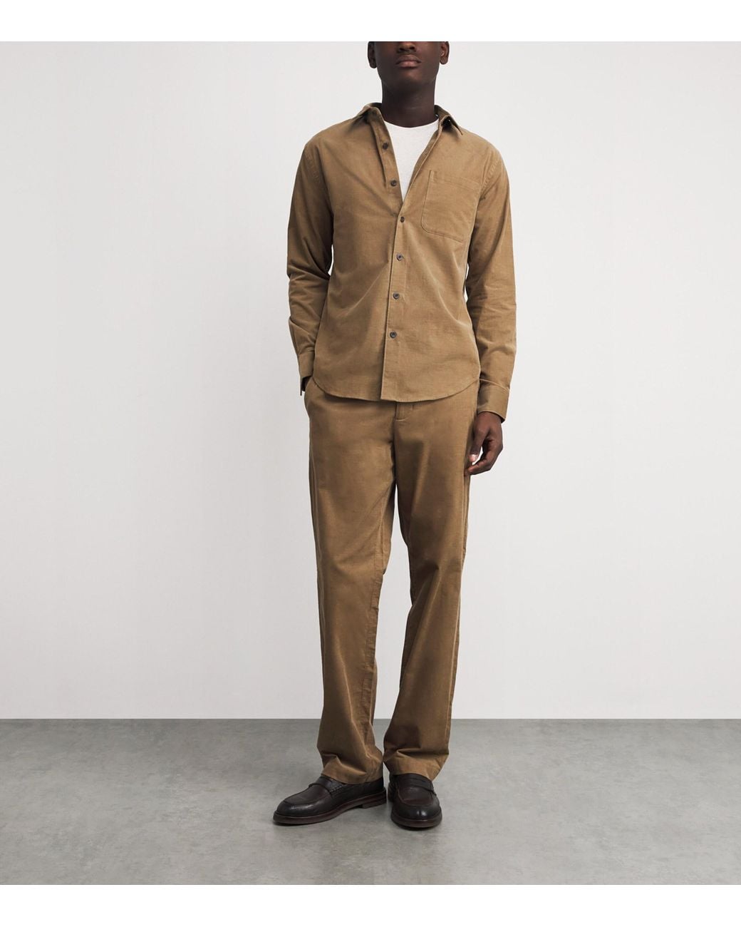 Vince Brown Cotton Corduroy Shirt for men