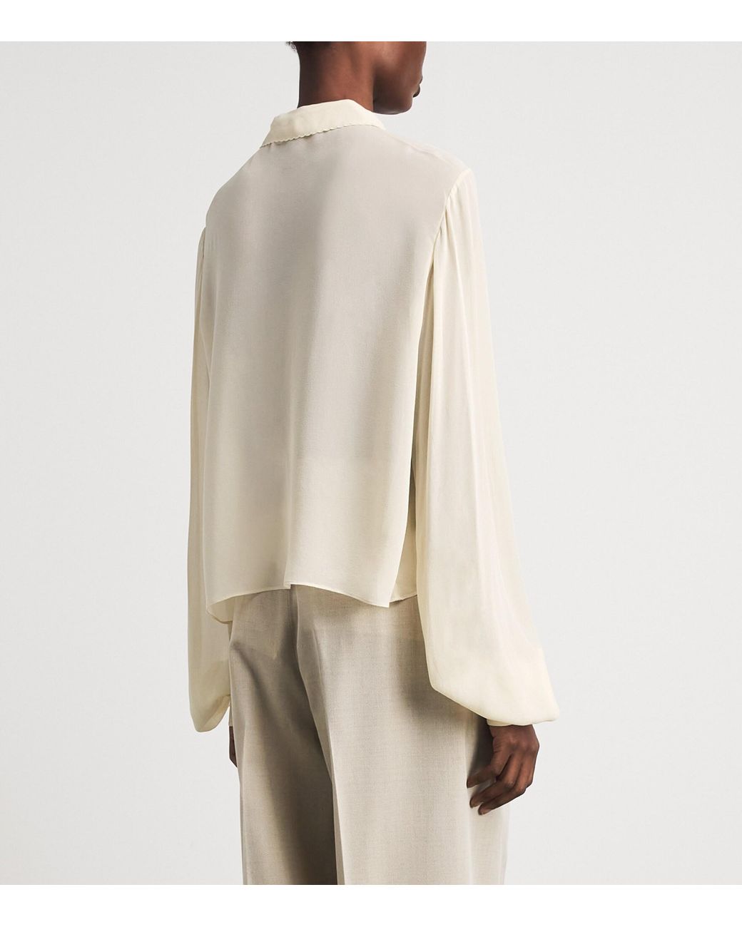Rohe White Silk Puff-Sleeve Blouse