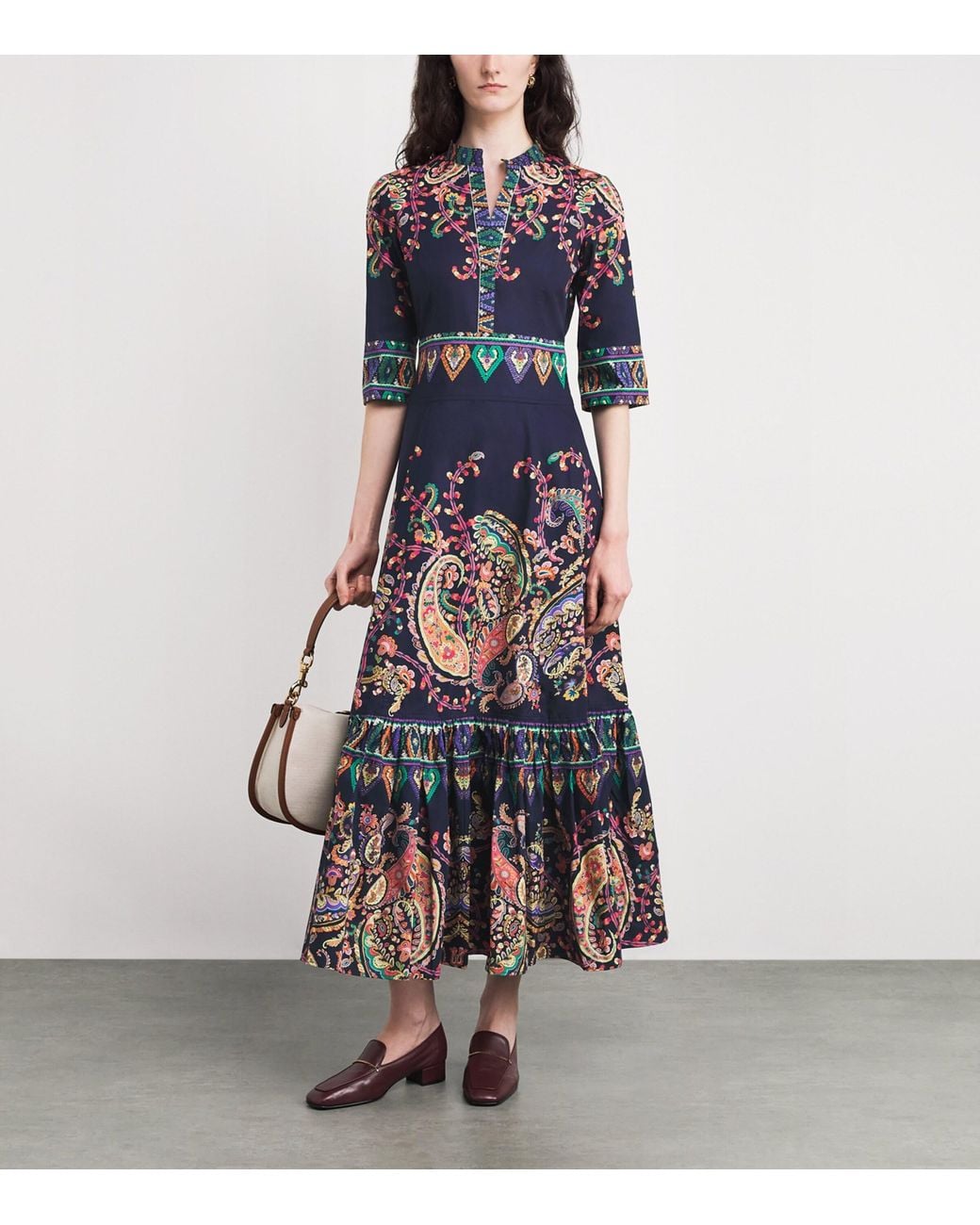 Etro Blue Cotton Paisley Maxi Dress