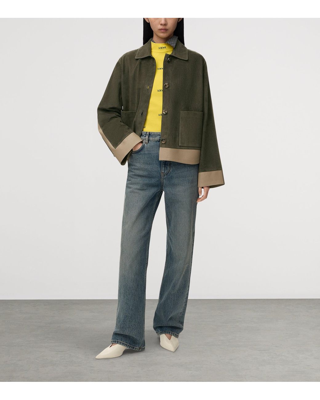 Loewe Green Suede And Leather Panelled Jacket