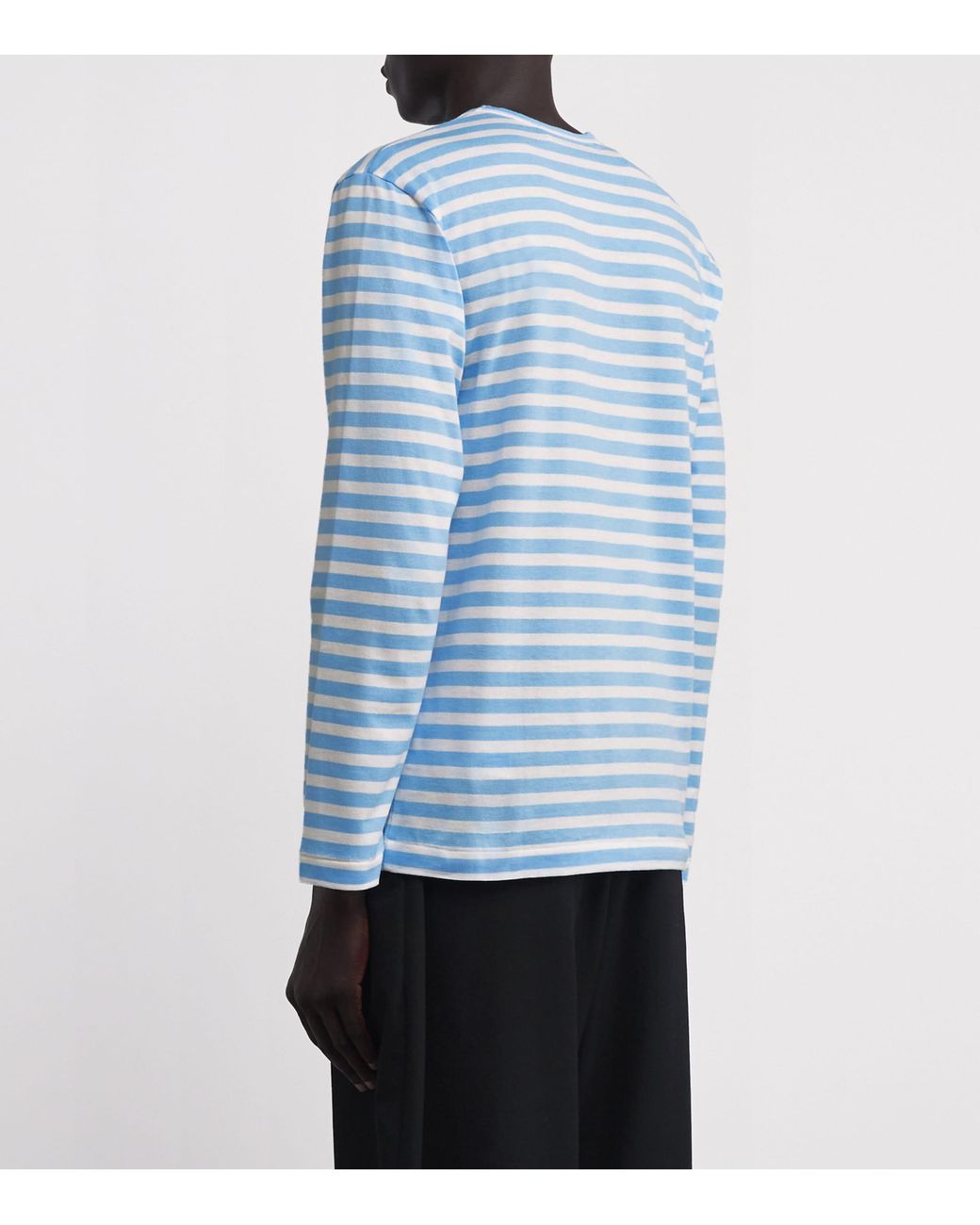 COMME DES GARÇONS PLAY Blue Heart Logo Striped T-Shirt for men