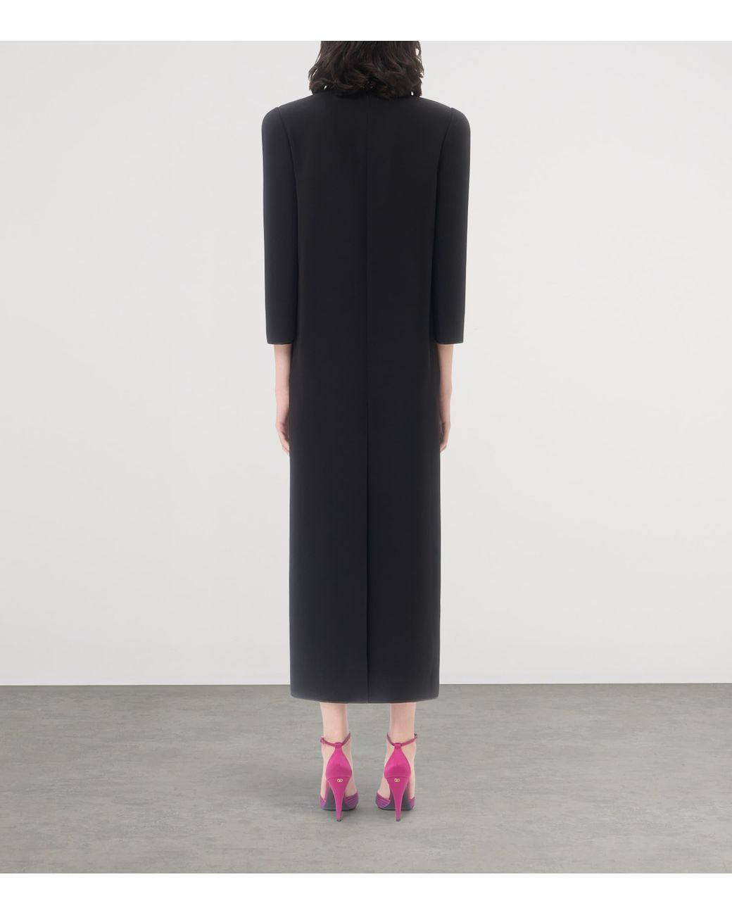 Valentino Black Silk Embellished-Collar Midi Dress
