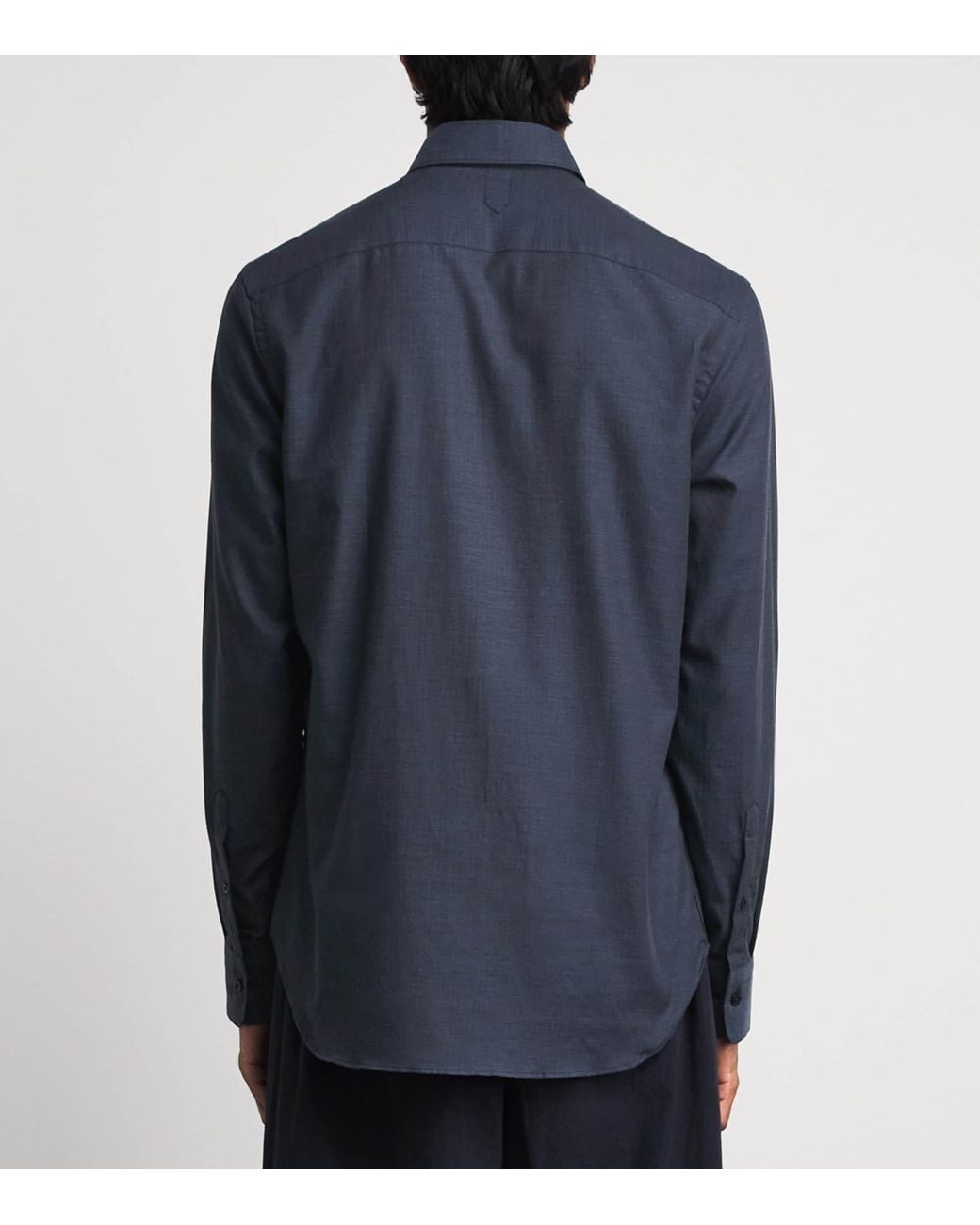 Canali Blue Cotton Herringbone Shirt for men