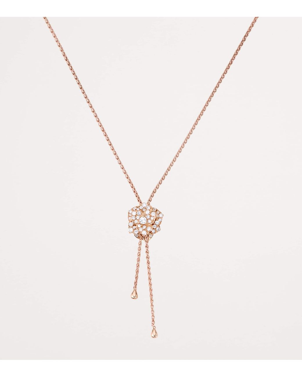 Piaget Metallic Rose And Diamond Rose Pendant Necklace