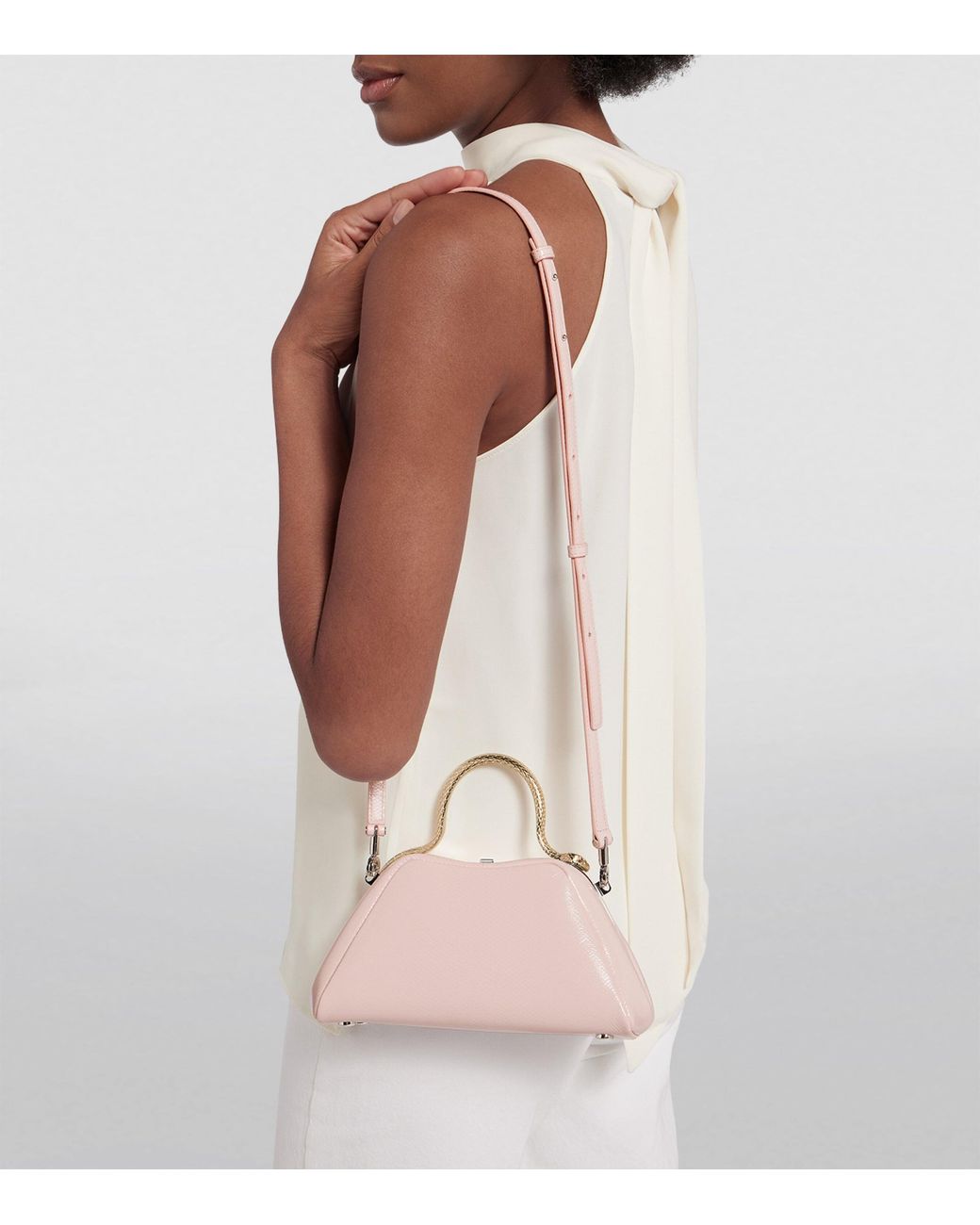 BVLGARI Pink Leather Serpentine Shoulder Bag