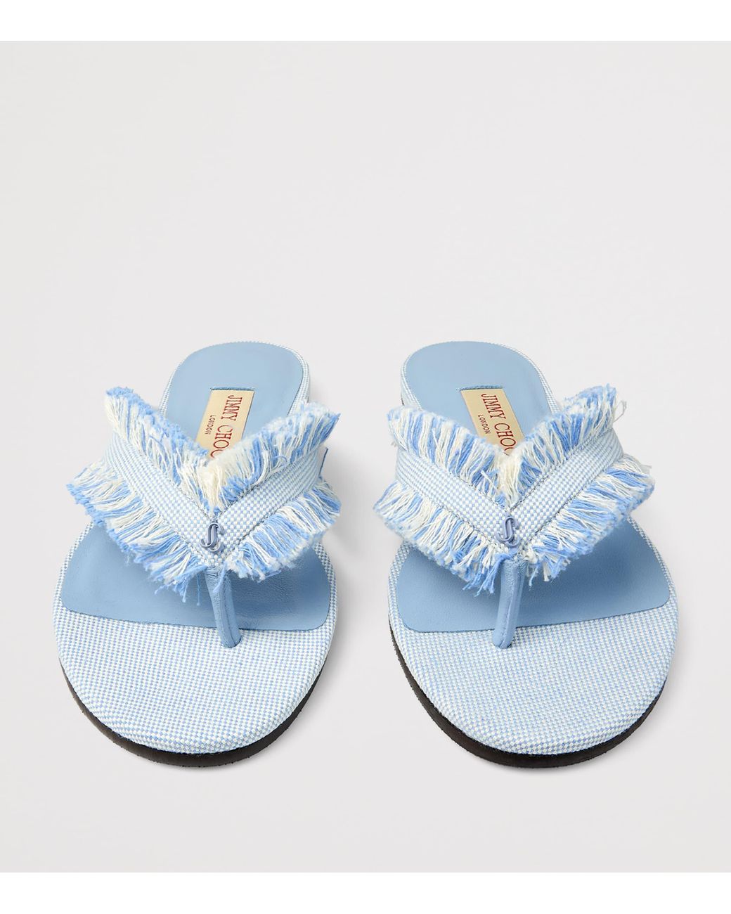 Jimmy Choo White Bay Flat Canvas Flip Flops