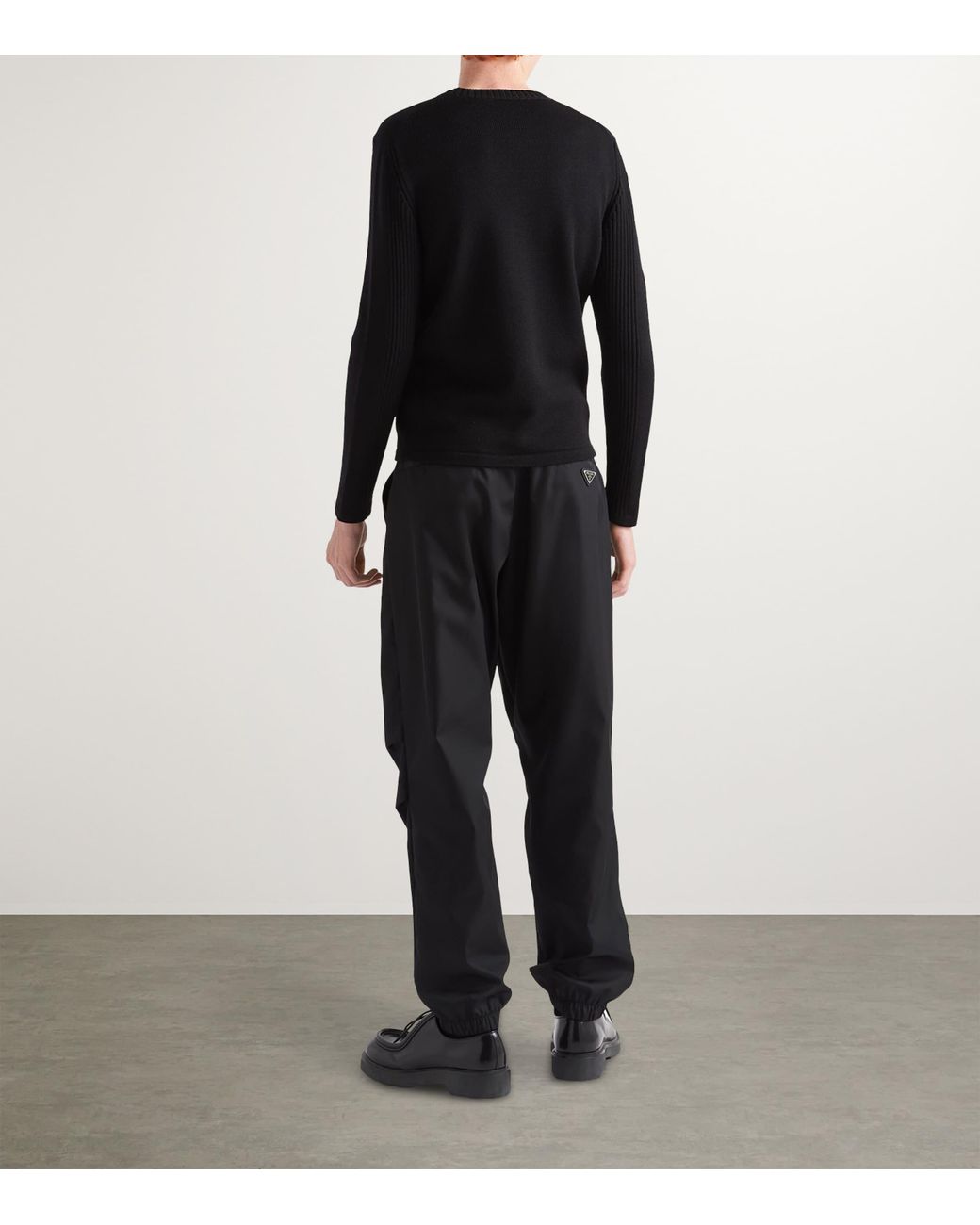 Prada Blue Wool Nylon-Trim Triangle Sweater for men