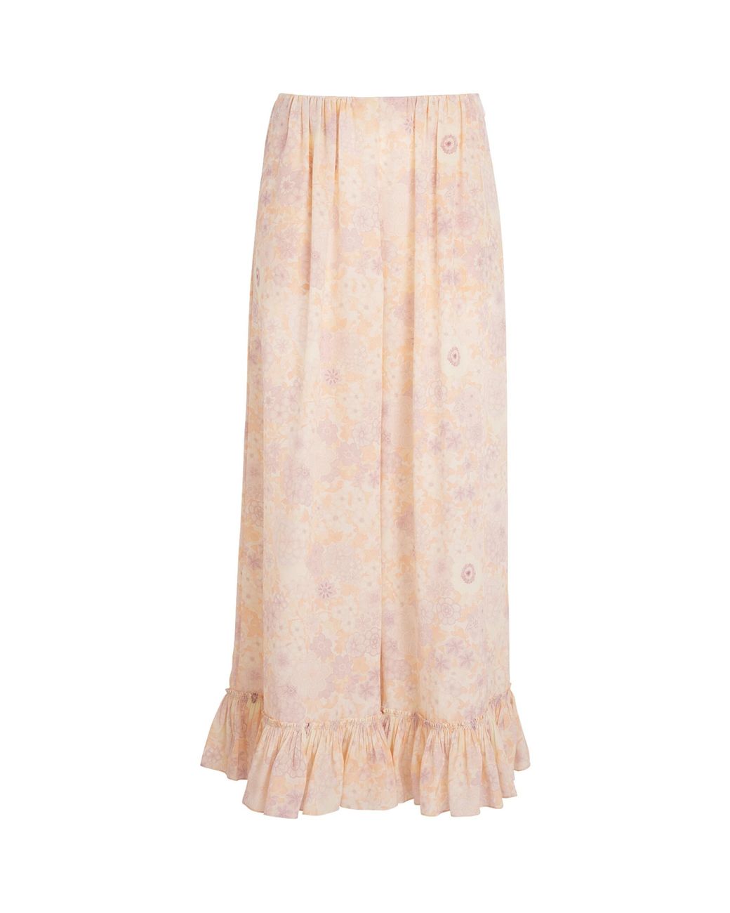 Chloé Pink Silk Floral Print Wide-Leg Trousers