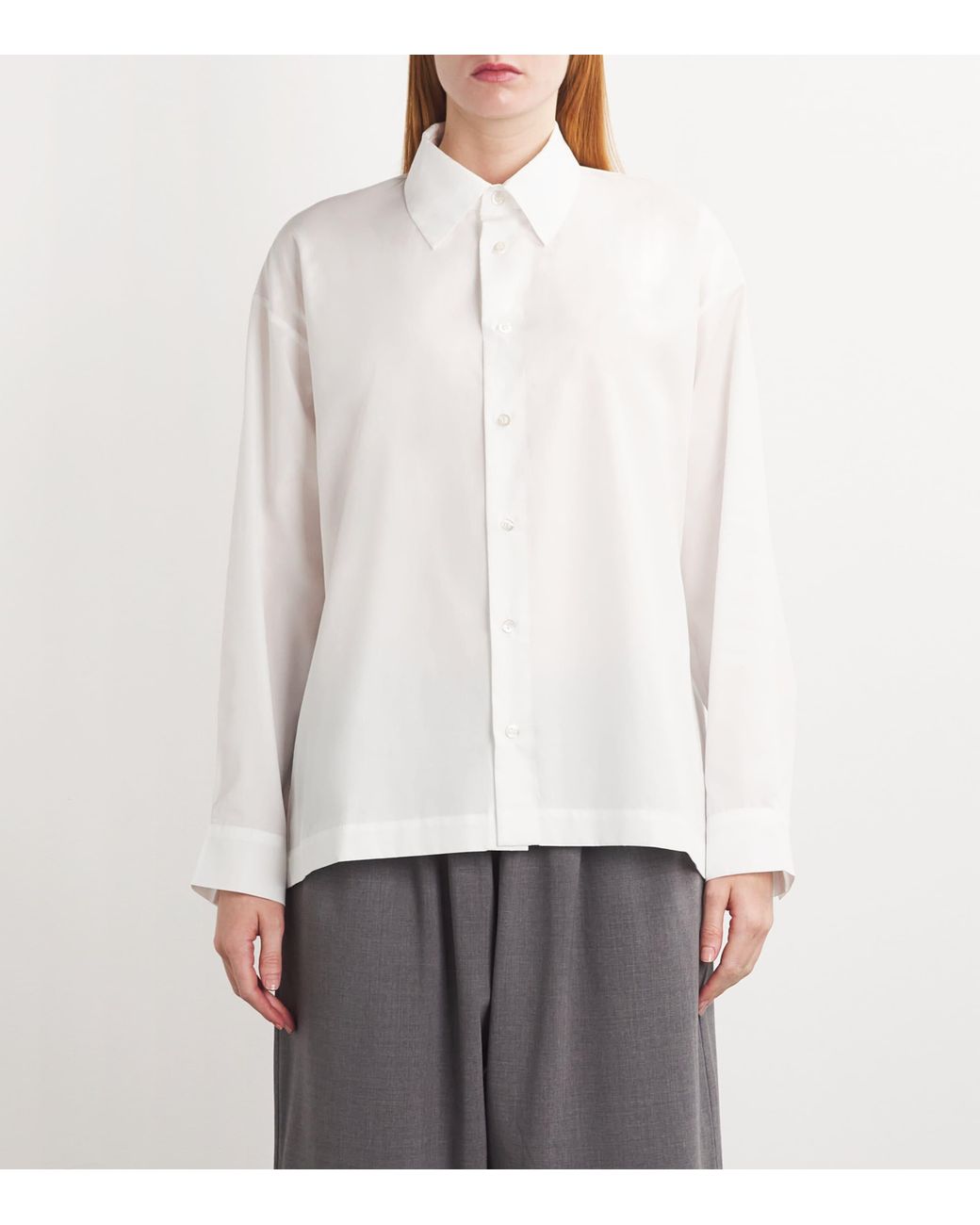 Eskandar White Cotton Slim Shirt With Collar