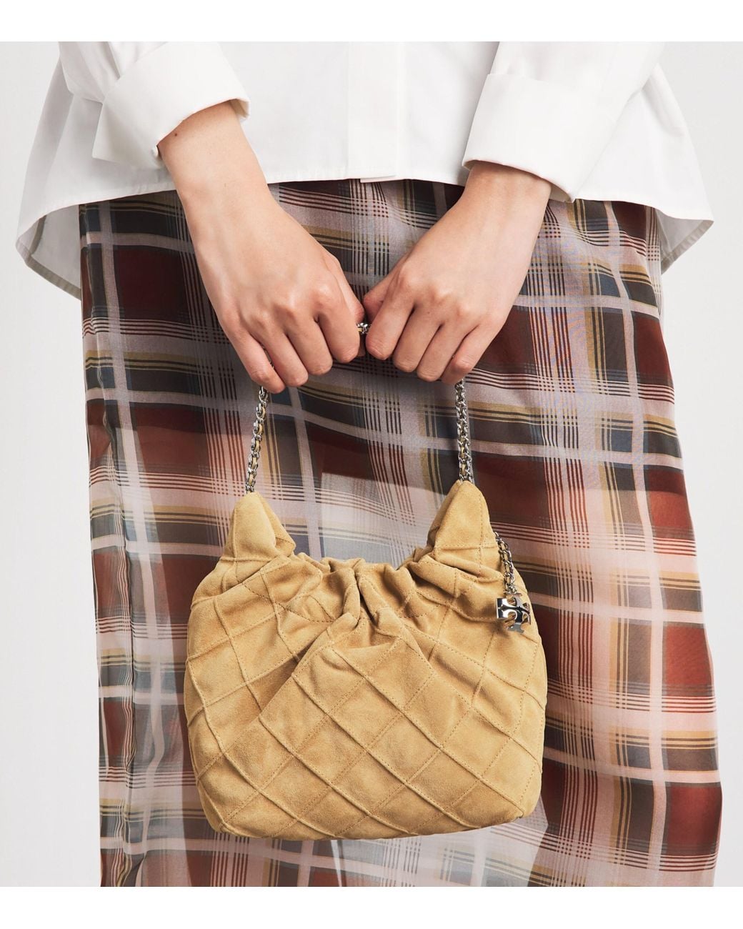 Tory Burch Natural Mini Suede Flemming Cross-Body Bag