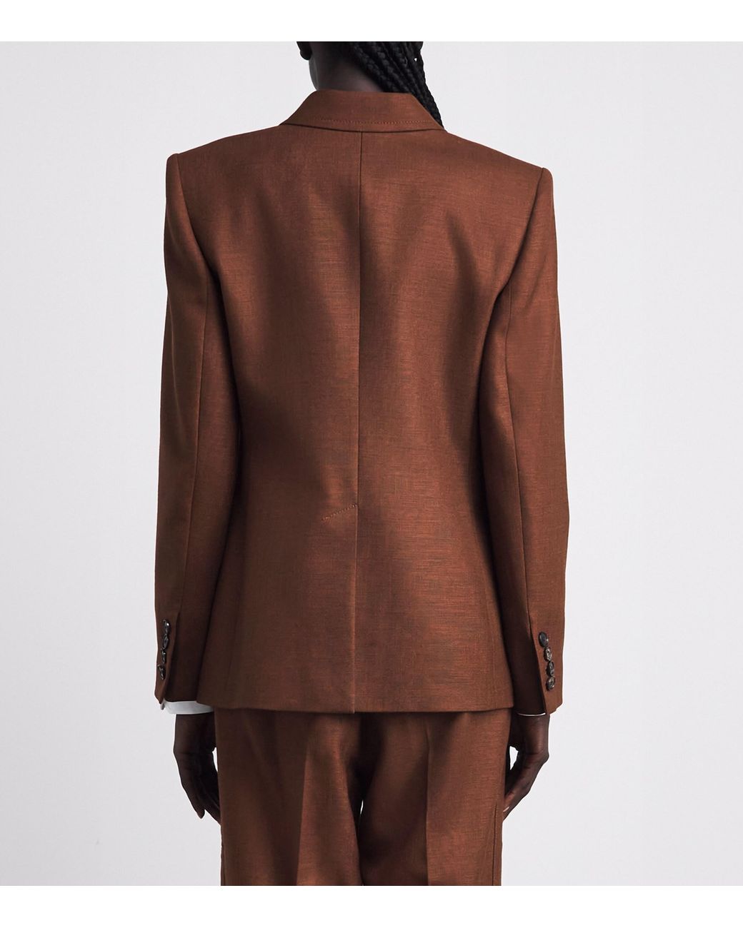 ME+EM Brown Wool-Blend Sharp Contour Blazer