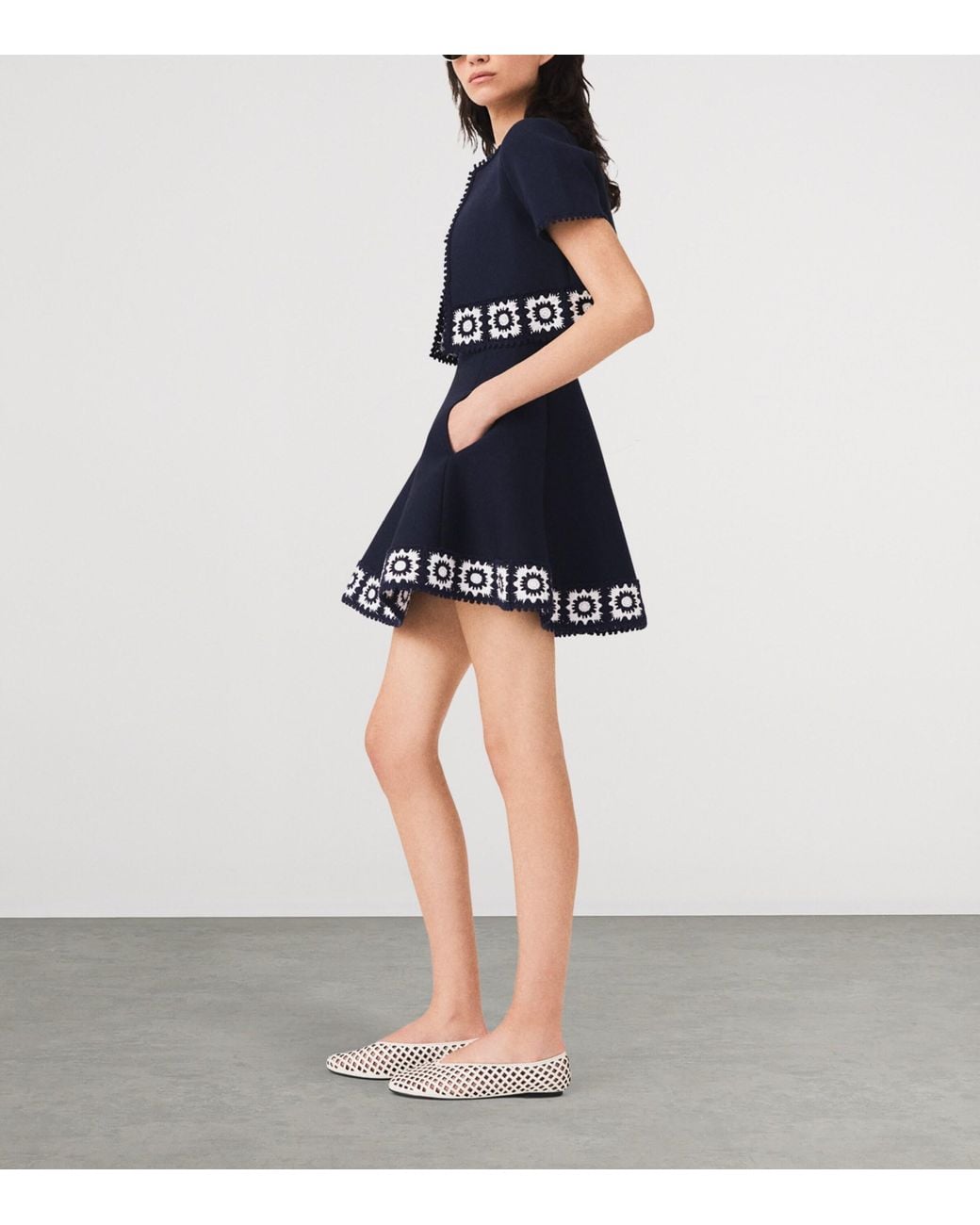 Maje Blue Crochet-Trim Cardigan