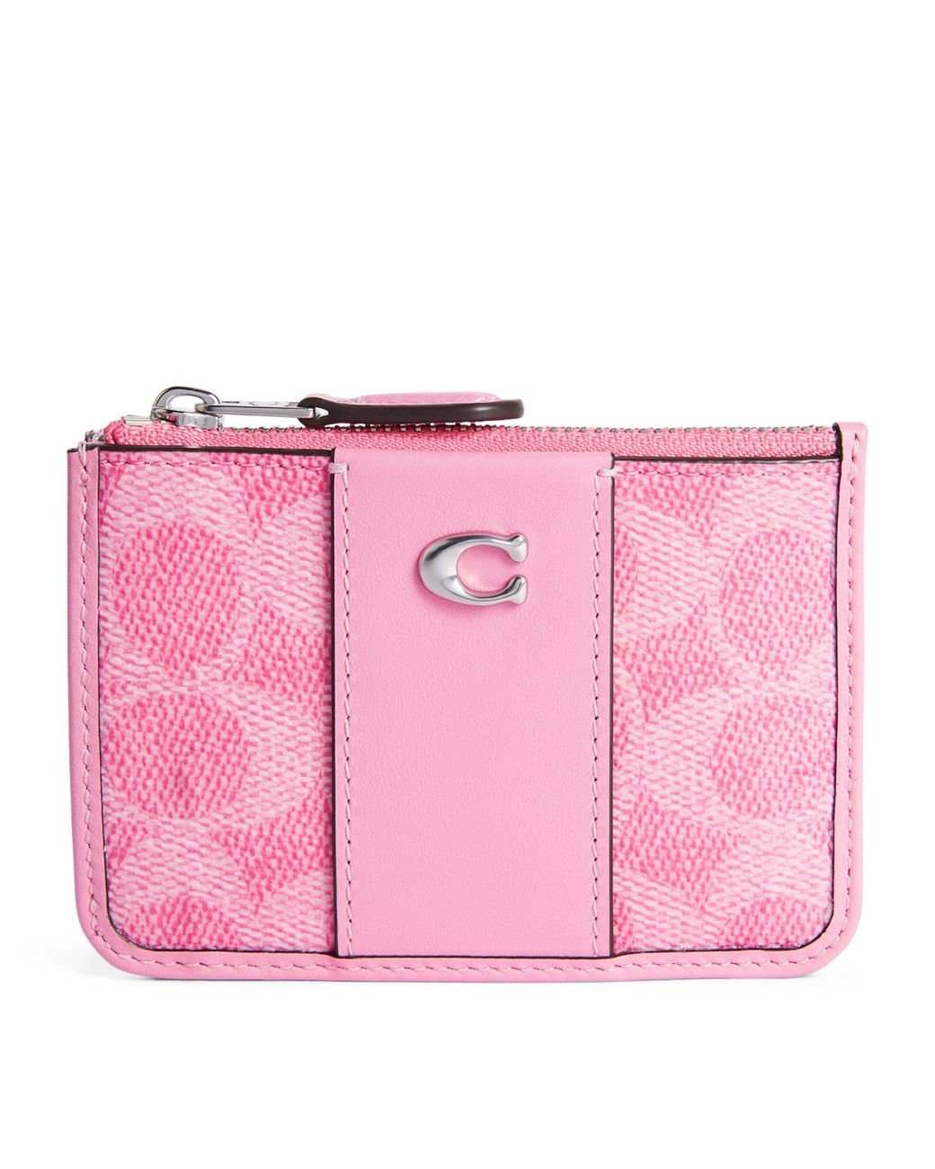 COACH Mini Canvas Zipped Card Holder in Pink Lyst