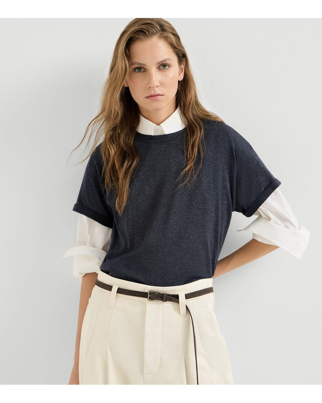 Brunello Cucinelli Black Cashmere-Silk Blend T-Shirt