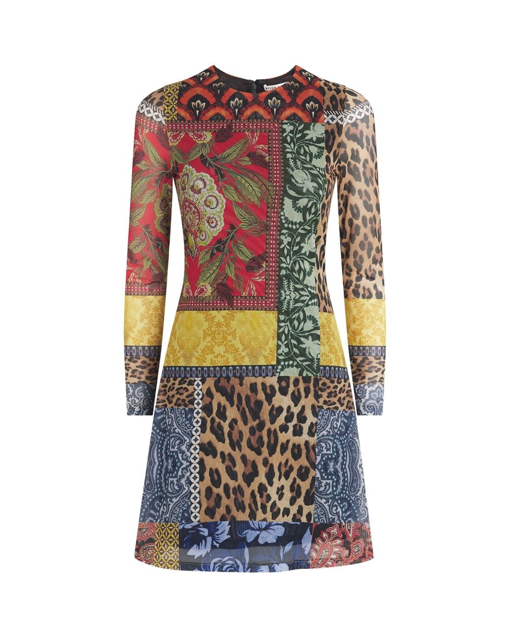 Alice + Olivia Multicolor Mesh Patchwork Delora Mini Dress