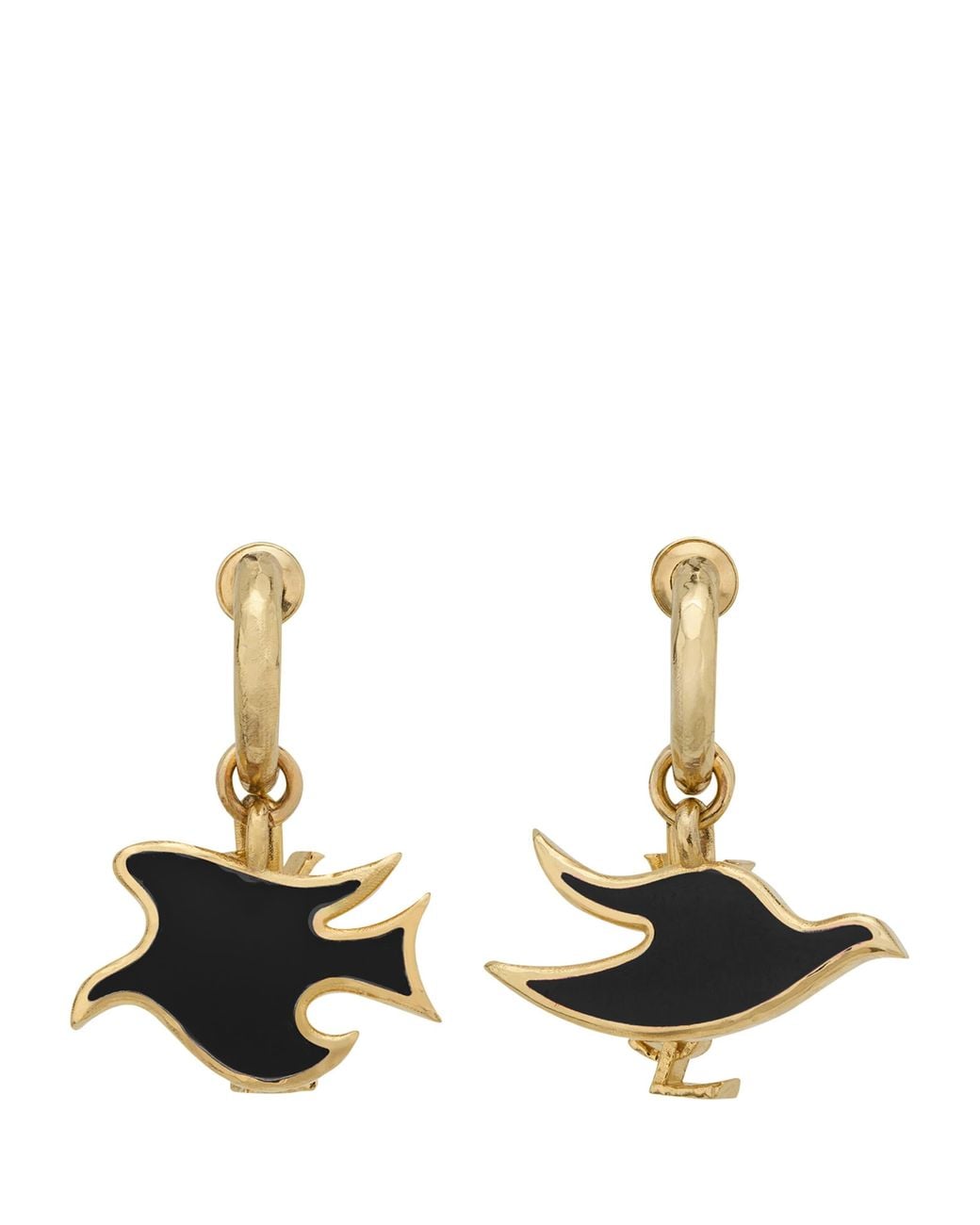 Saint Laurent Metallic Cassandre Dove Charm Hoop Earrings for men
