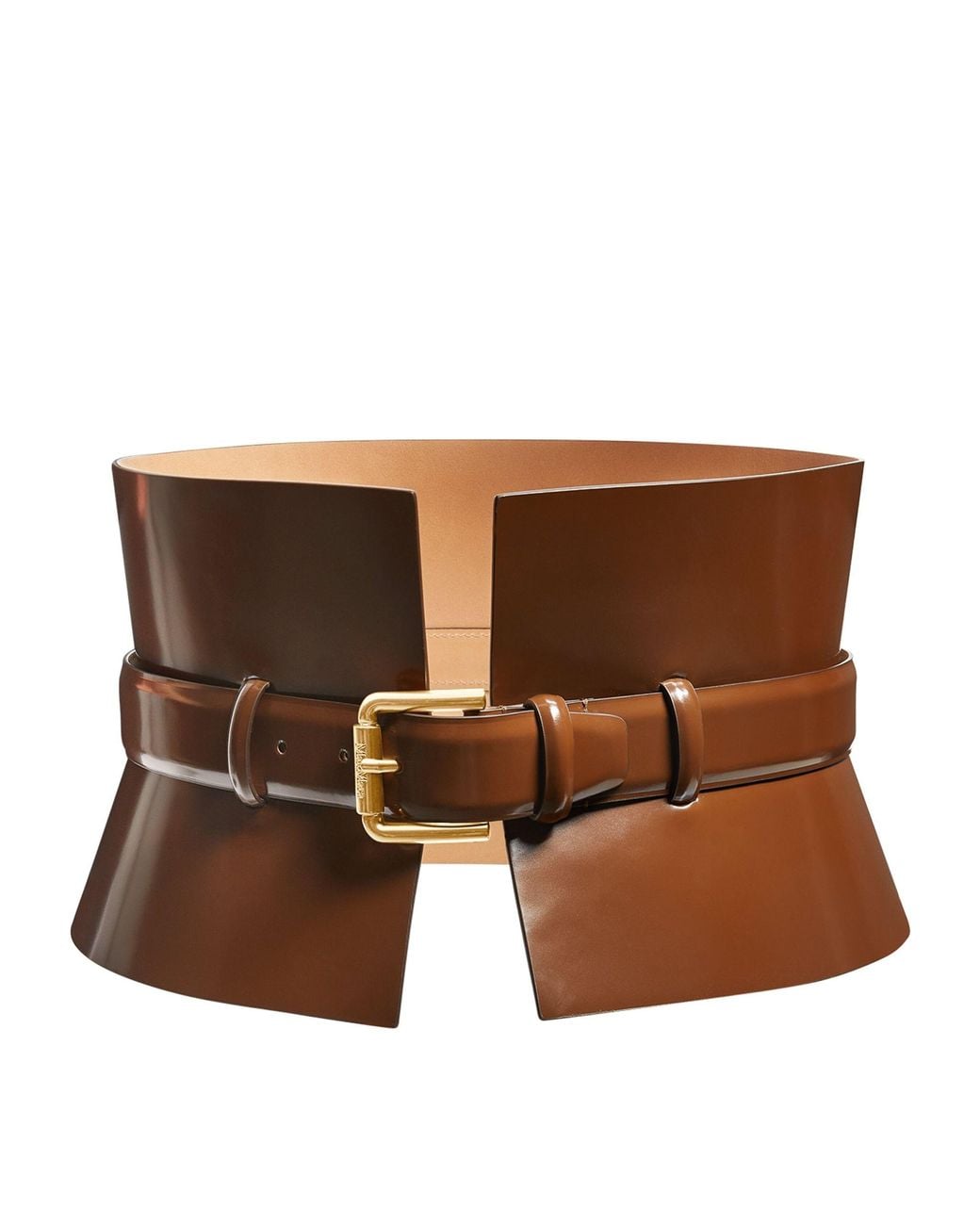Vtg Max Studio Wide Double Buckle Corset Belt Brown Leather One Size Leather Wide Belt, Leather Corset Belt, Genuine Leather Belt  main image 2