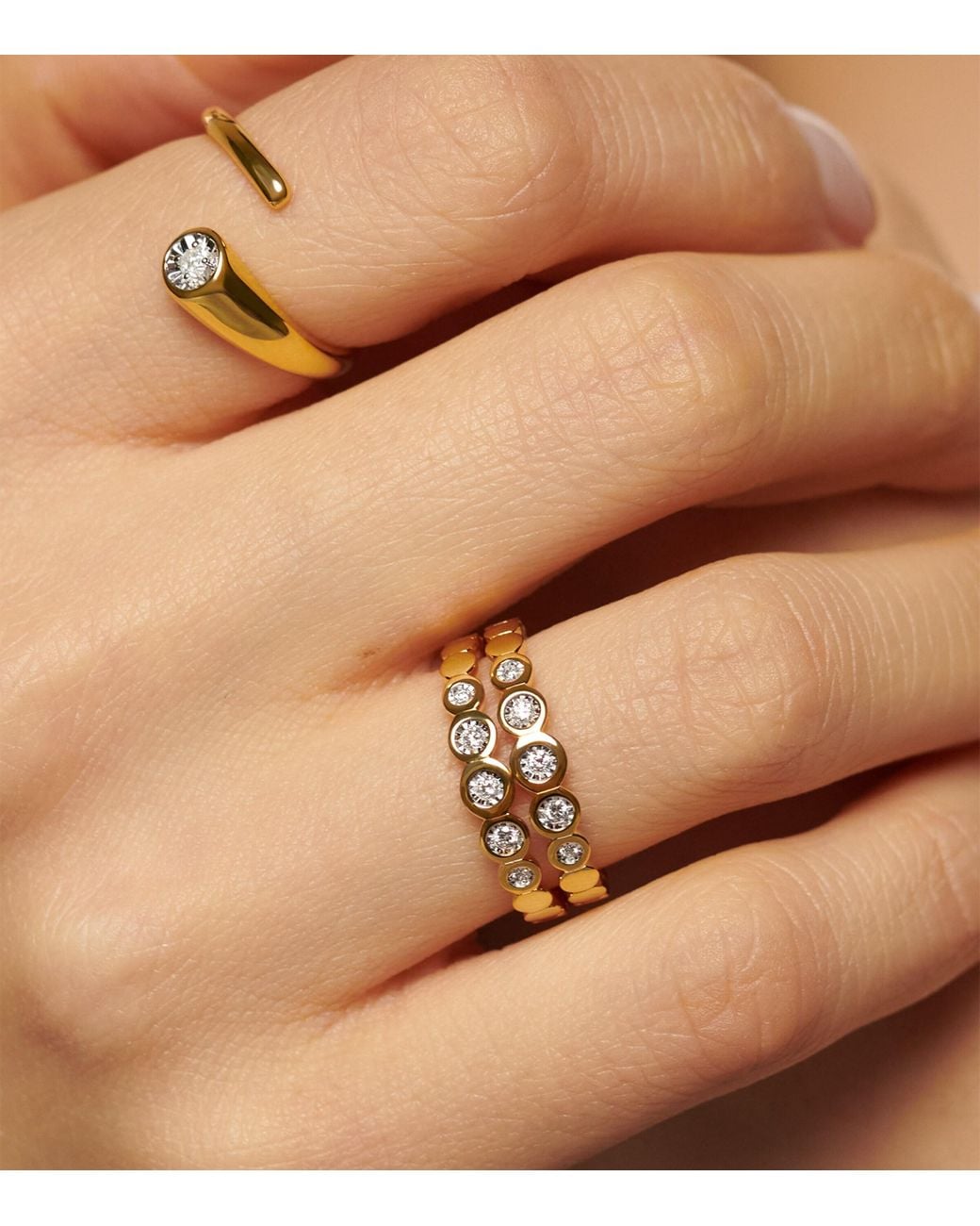 Monica Vinader Metallic Vermeil And Diamond Half Eternity Ring