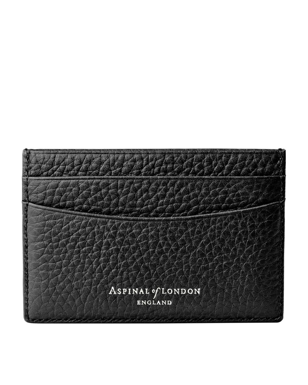Aspinal Black Leather Logo Card Holder