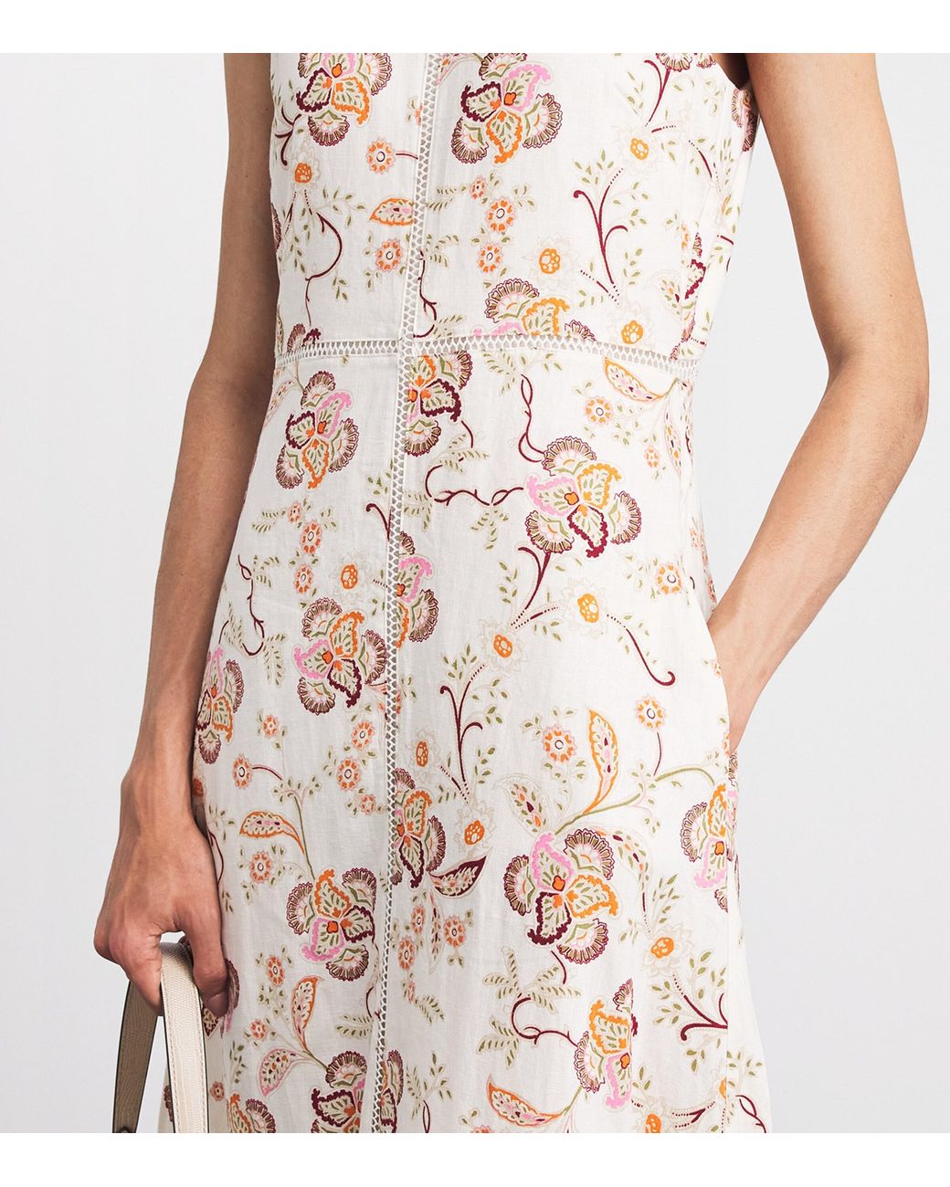 ME+EM Natural Creaseless Linen-Blend Midi Dress