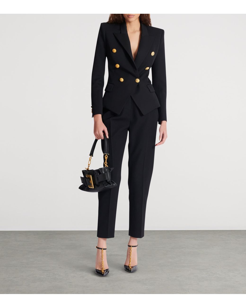 Balmain Black Grain De Poudre 6-Buttons Fitted Jacket
