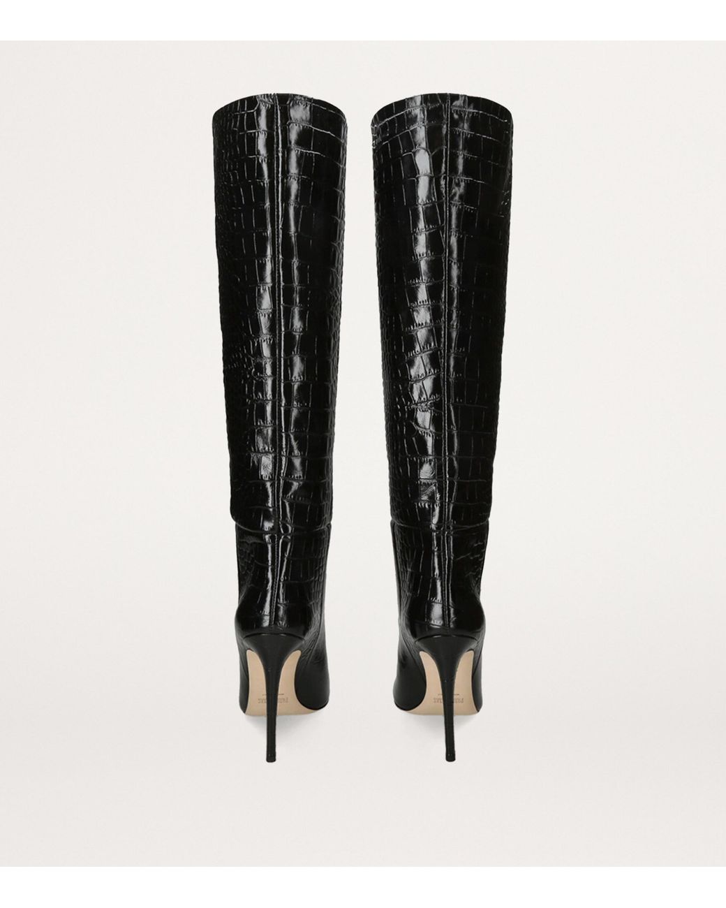 Paris Texas Black Croc-Embossed Knee-High Boots 105
