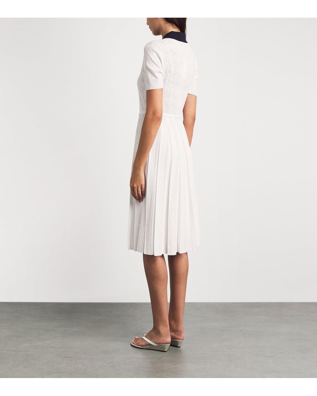 Tory Burch White Pointelle-Knit Midi Dress