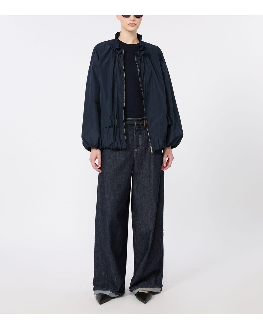 Max Mara Blue High-Waist Wide-Leg Jeans