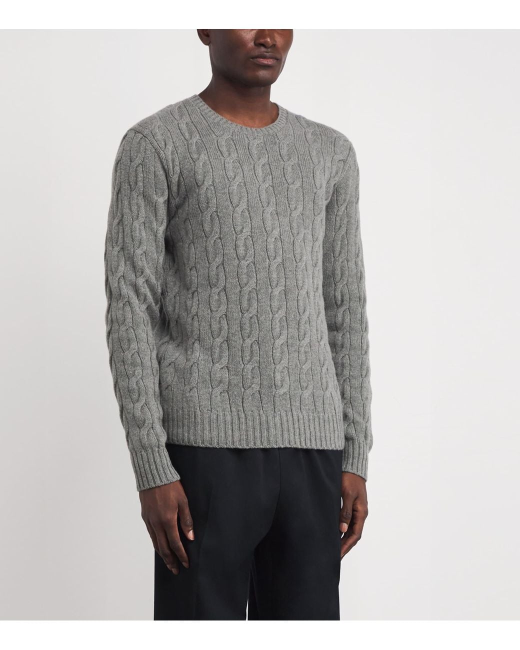 Ralph Lauren Gray Cashmere Cable-Knit Sweater for men