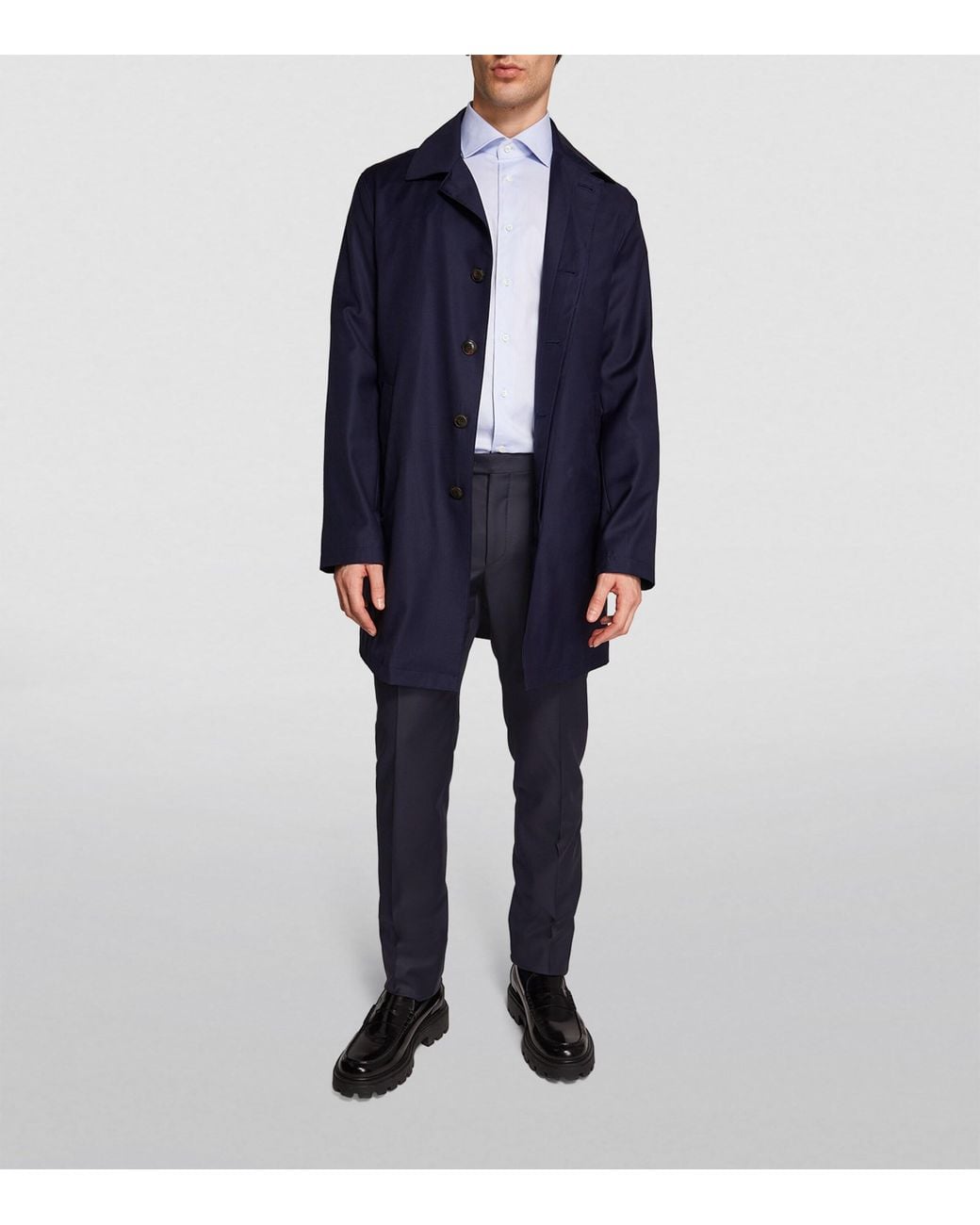Corneliani Blue Virgin Wool Slim Tailored Trousers for men