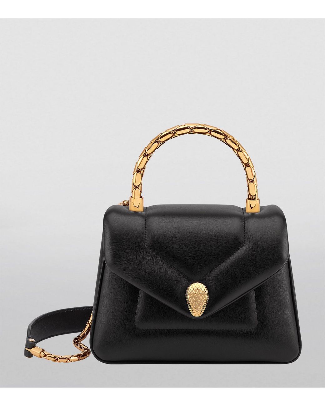 BVLGARI Small Leather Serpenti Reverse Top handle Bag in Black Lyst