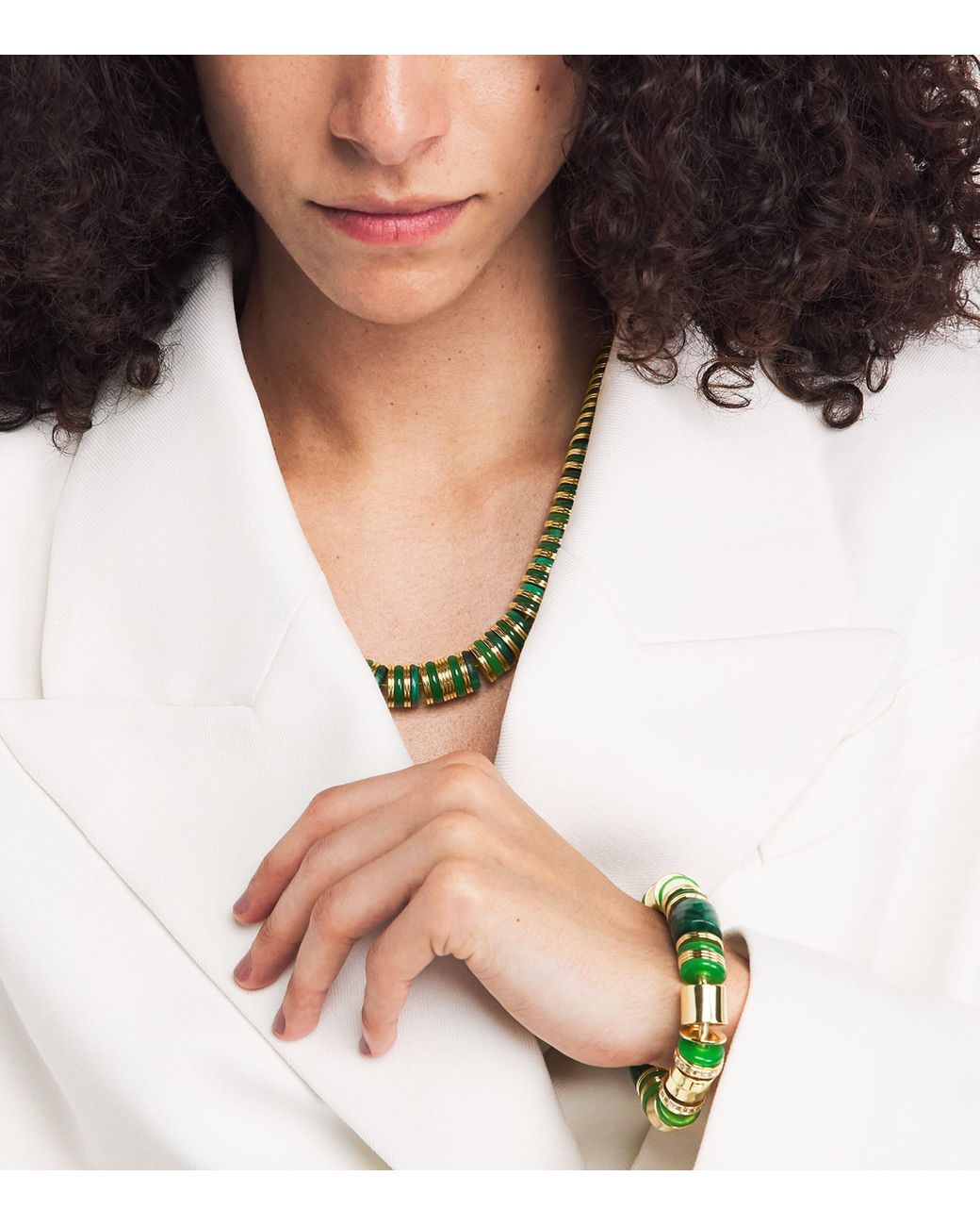 Eddie Borgo Green Plated Jade And Malachite Lenox Necklace