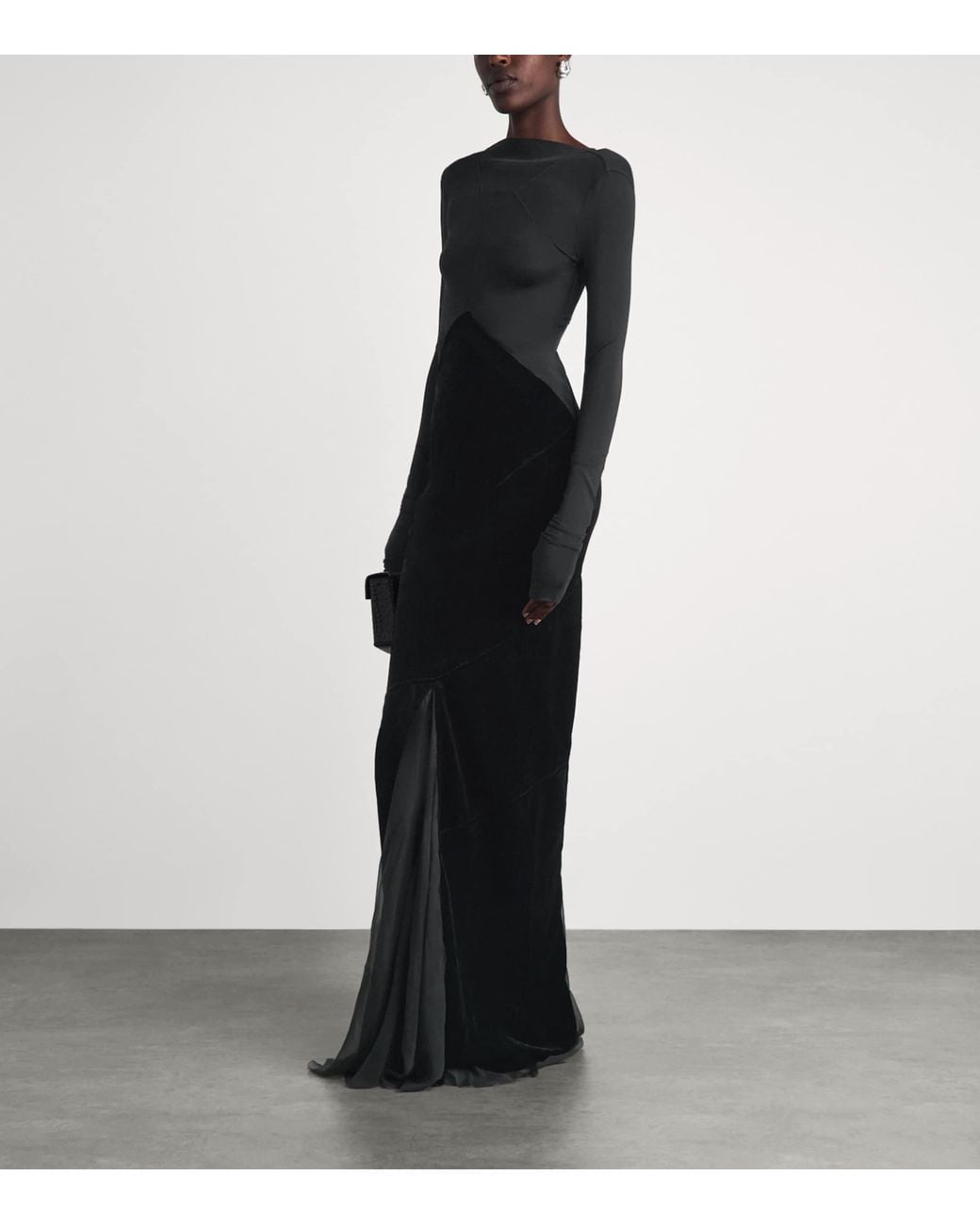 Rick Owens Black Contrast Abito Gown