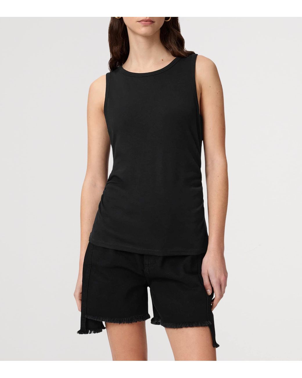 AllSaints Black Ruched Katarina Tank Top