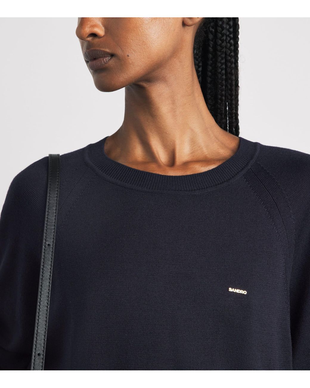 Sandro Blue Wool-Blend Logo Sweater