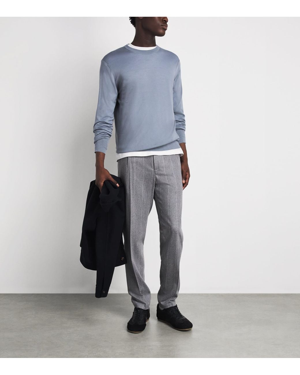 Eleventy Blue Wool Crew-Neck Sweater for men