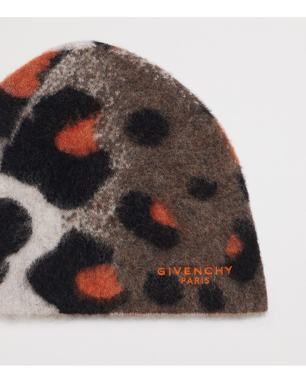 Givenchy Brown Wool-Blend Leopard Print Beanie