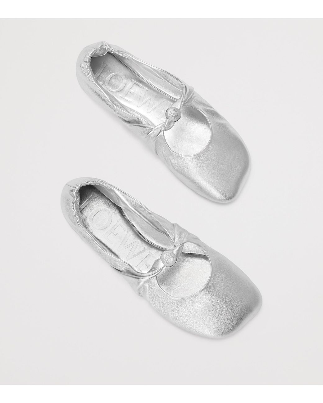 Loewe White Leather Pebble Soft Ballet Flats