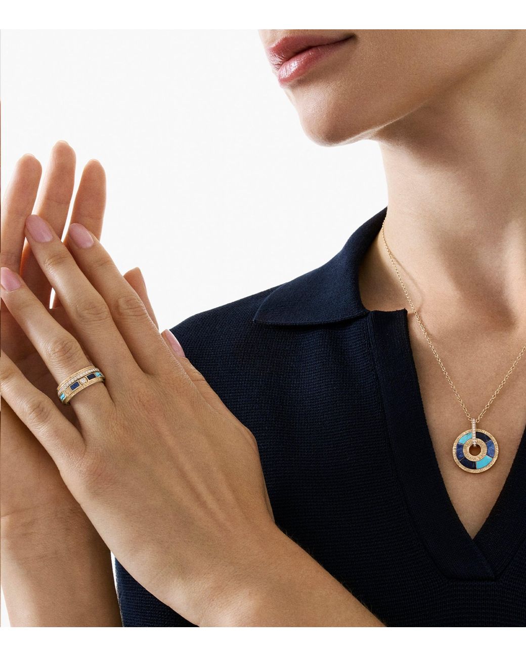 Piaget Metallic Rose, Diamond, Sodalite And Dumortierite Possession Pendant Necklace