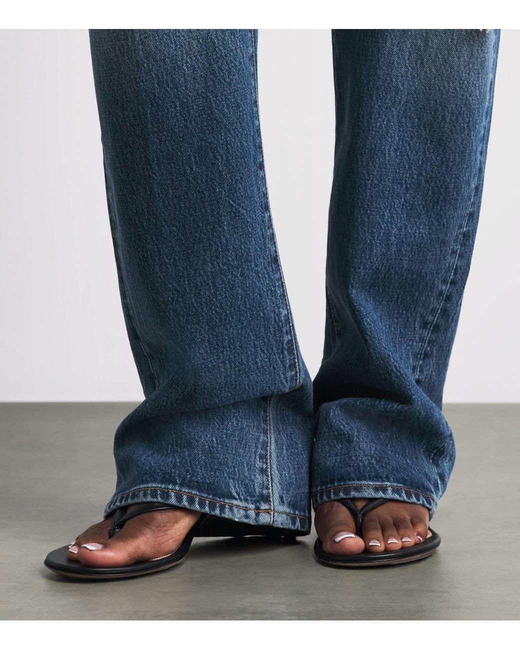 FRAME Blue Distressed The Vertical Straight Jeans